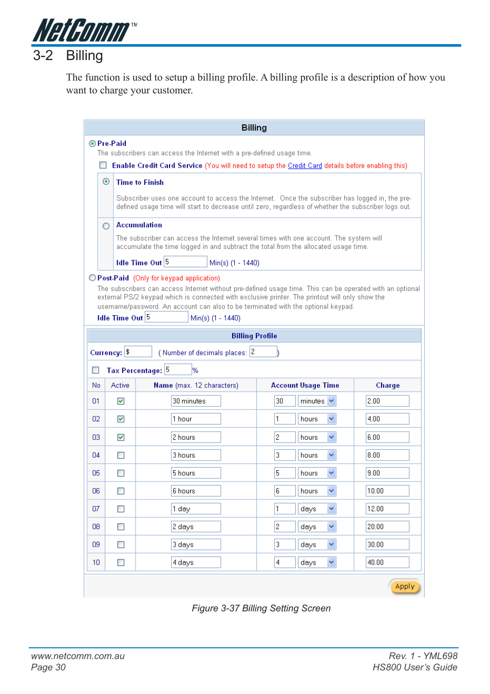 2 billing | NetComm HS800 User Manual | Page 30 / 68