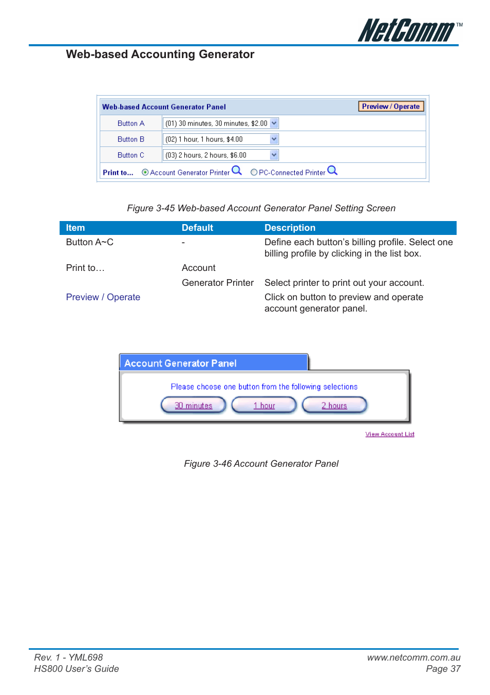 Web-based accounting generator | NetComm HS800 User Manual | Page 37 / 68