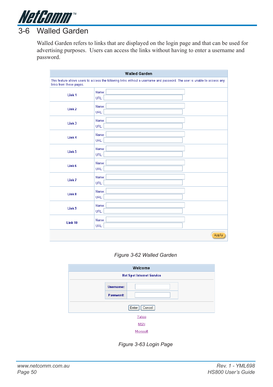 6 walled garden | NetComm HS800 User Manual | Page 50 / 68