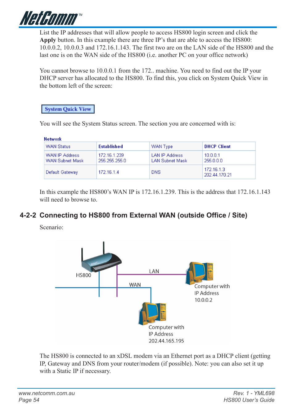 NetComm HS800 User Manual | Page 54 / 68