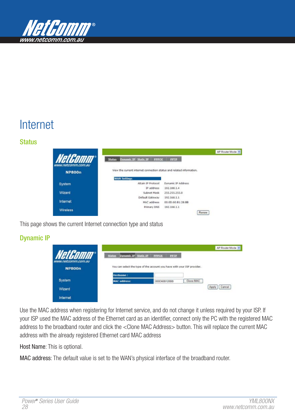 Internet | NetComm 802.11 User Manual | Page 28 / 78