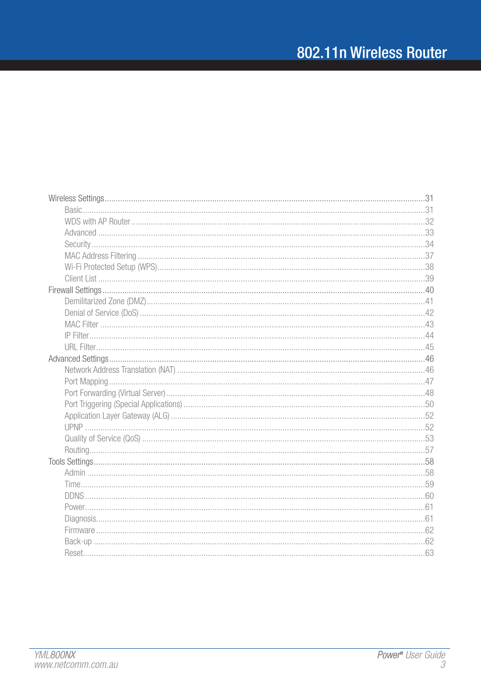 11n wireless router | NetComm 802.11 User Manual | Page 3 / 78