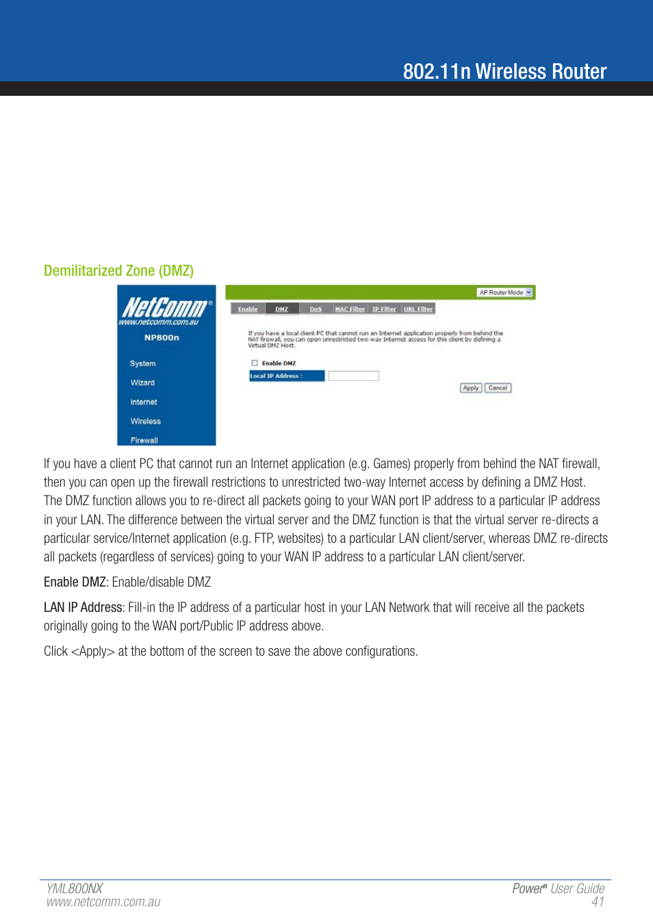 11n wireless router | NetComm 802.11 User Manual | Page 41 / 78