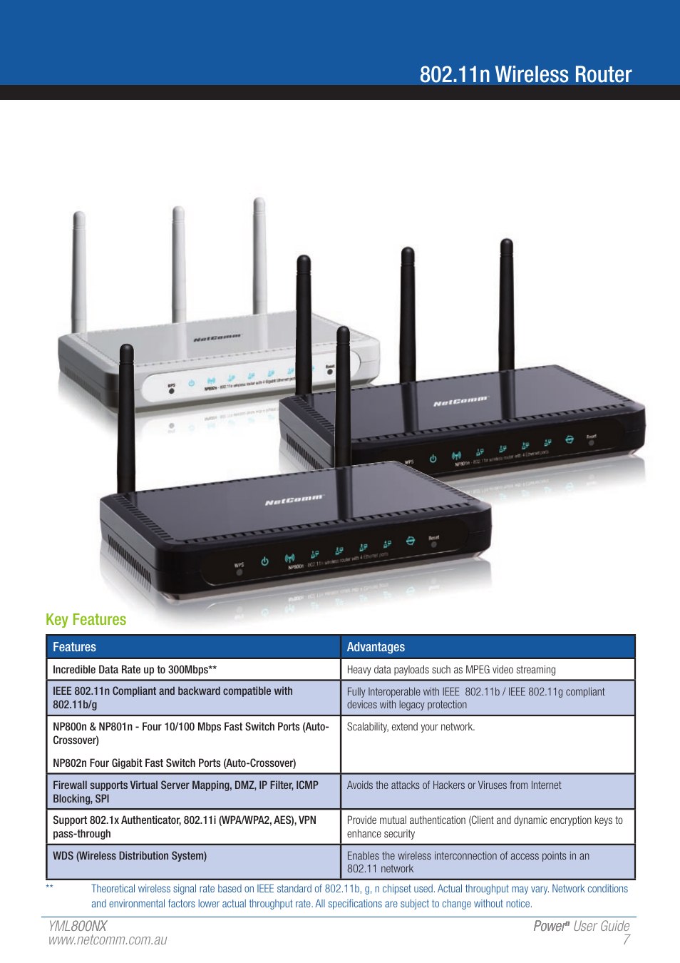 11n wireless router, Key features | NetComm 802.11 User Manual | Page 7 / 78