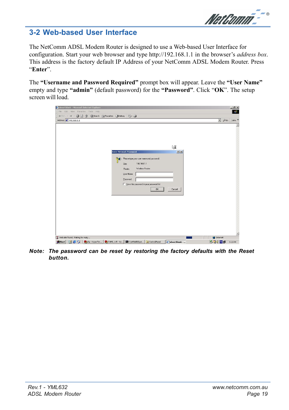 2 web-based user interface | NetComm NB3300 User Manual | Page 19 / 48