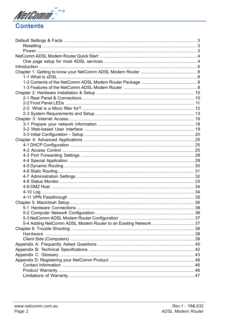 NetComm NB3300 User Manual | Page 2 / 48