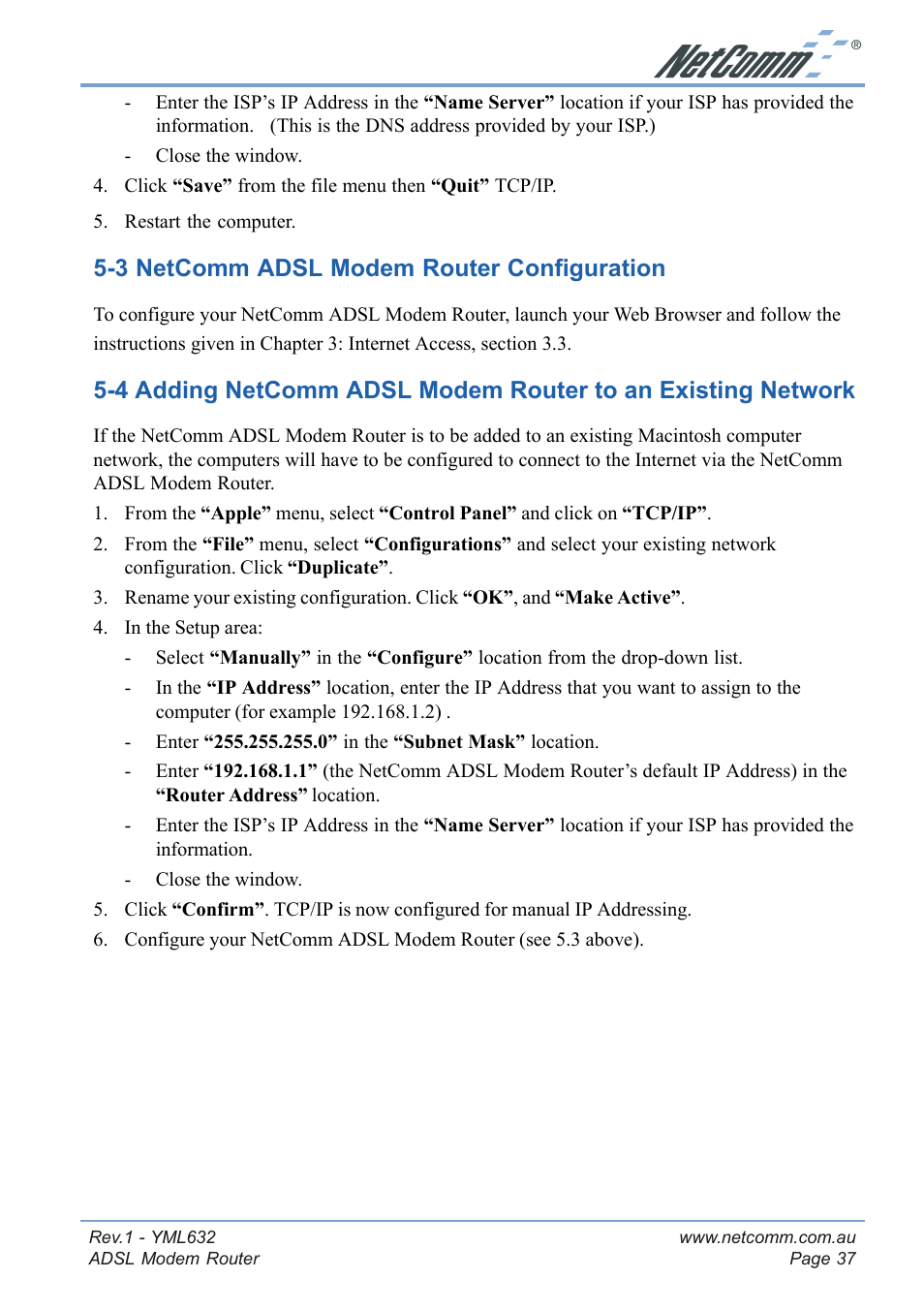 3 netcomm adsl modem router configuration | NetComm NB3300 User Manual | Page 37 / 48