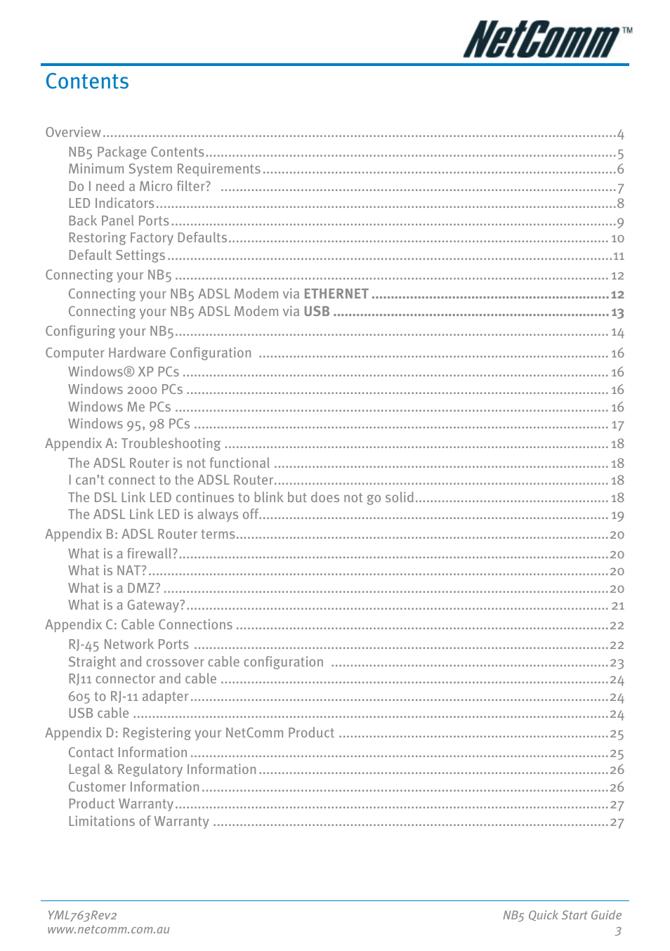 NetComm NB5 User Manual | Page 3 / 28
