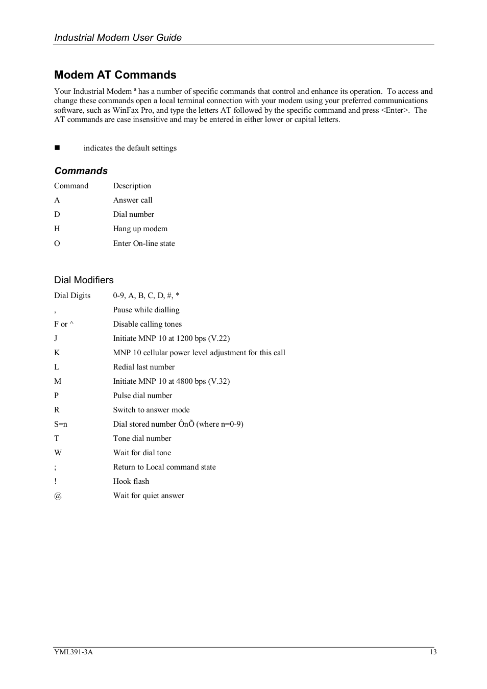 Modem at commands | NetComm IG6000 User Manual | Page 13 / 23