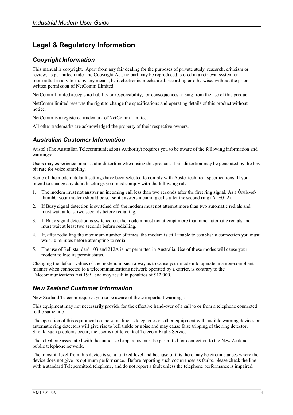 Legal & regulatory information | NetComm IG6000 User Manual | Page 4 / 23