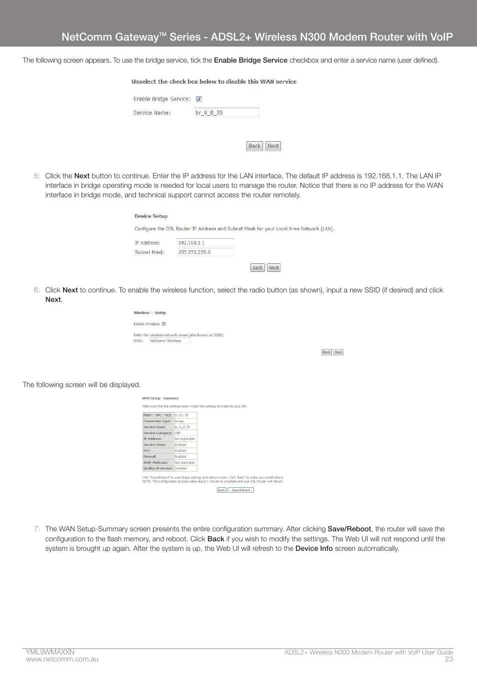 Netcomm gateway | NetComm N300 User Manual | Page 23 / 65