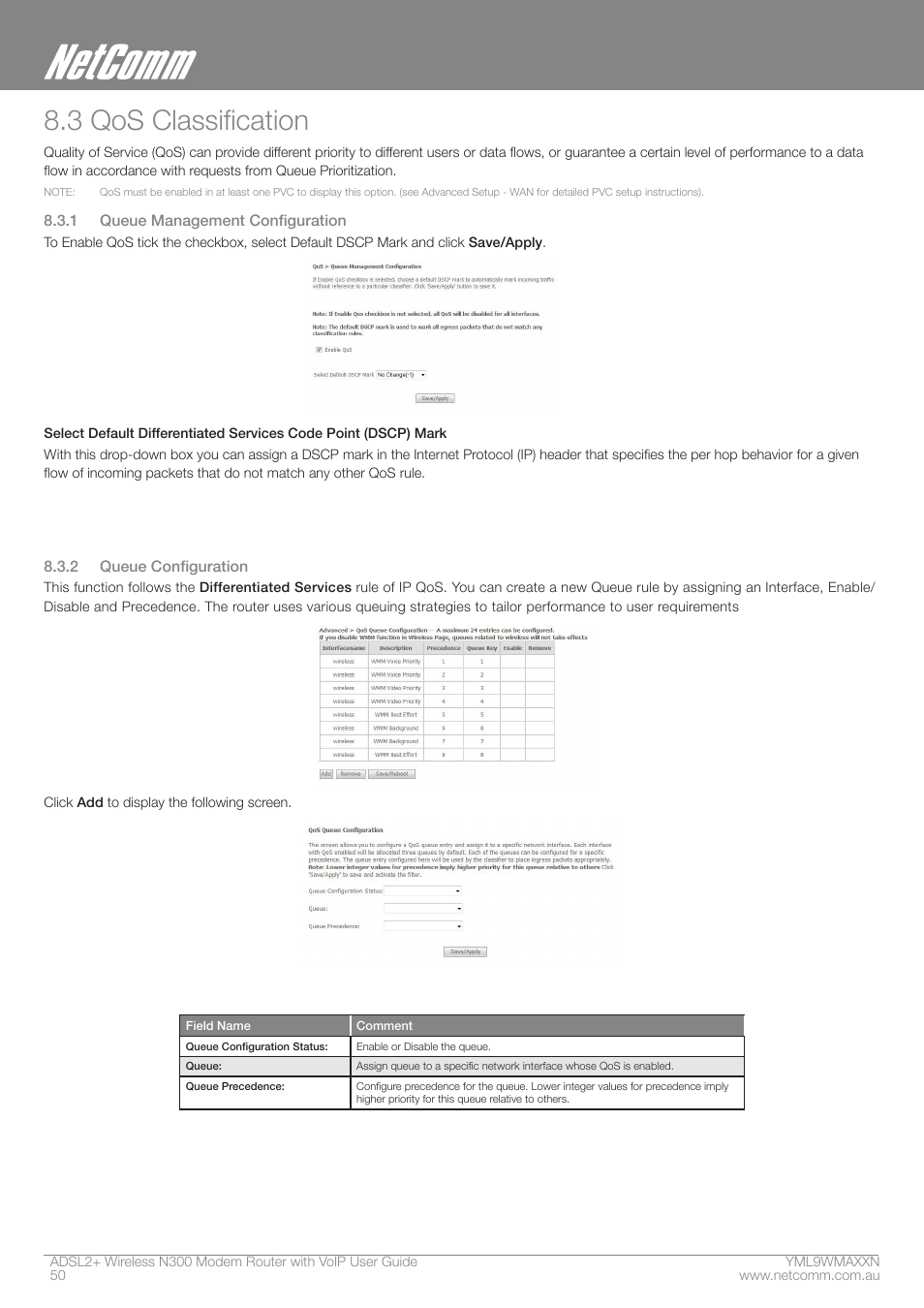 3 qos classification | NetComm N300 User Manual | Page 50 / 65