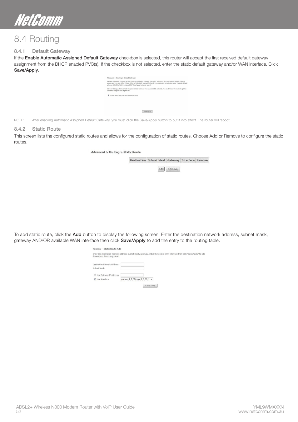 4 routing | NetComm N300 User Manual | Page 52 / 65