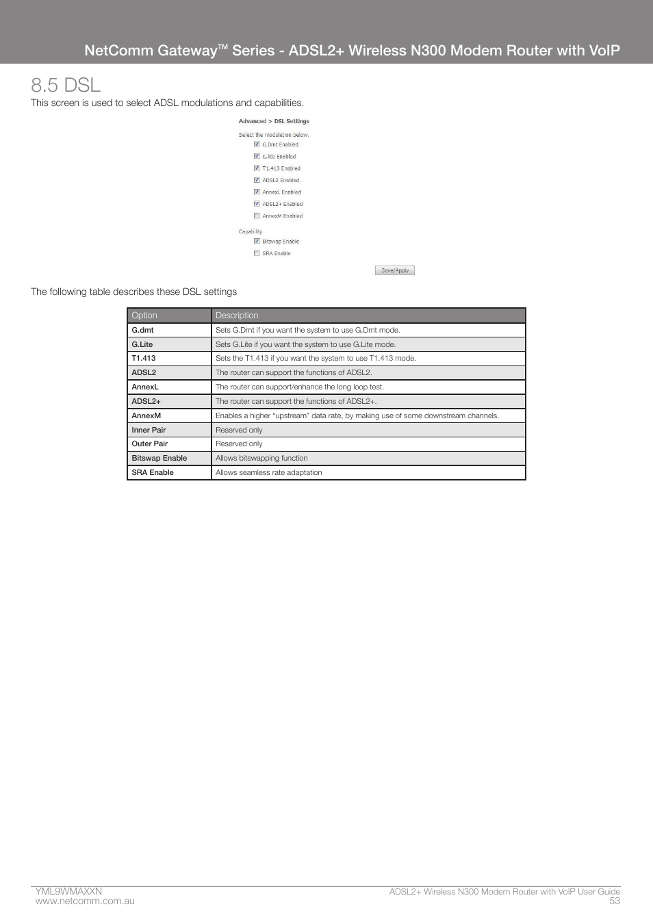 5 dsl, Netcomm gateway | NetComm N300 User Manual | Page 53 / 65