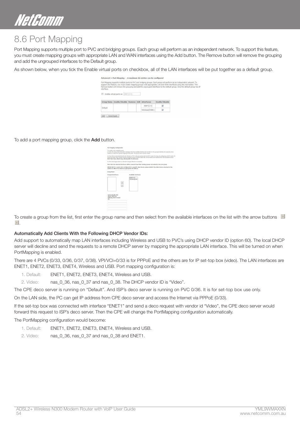 6 port mapping | NetComm N300 User Manual | Page 54 / 65