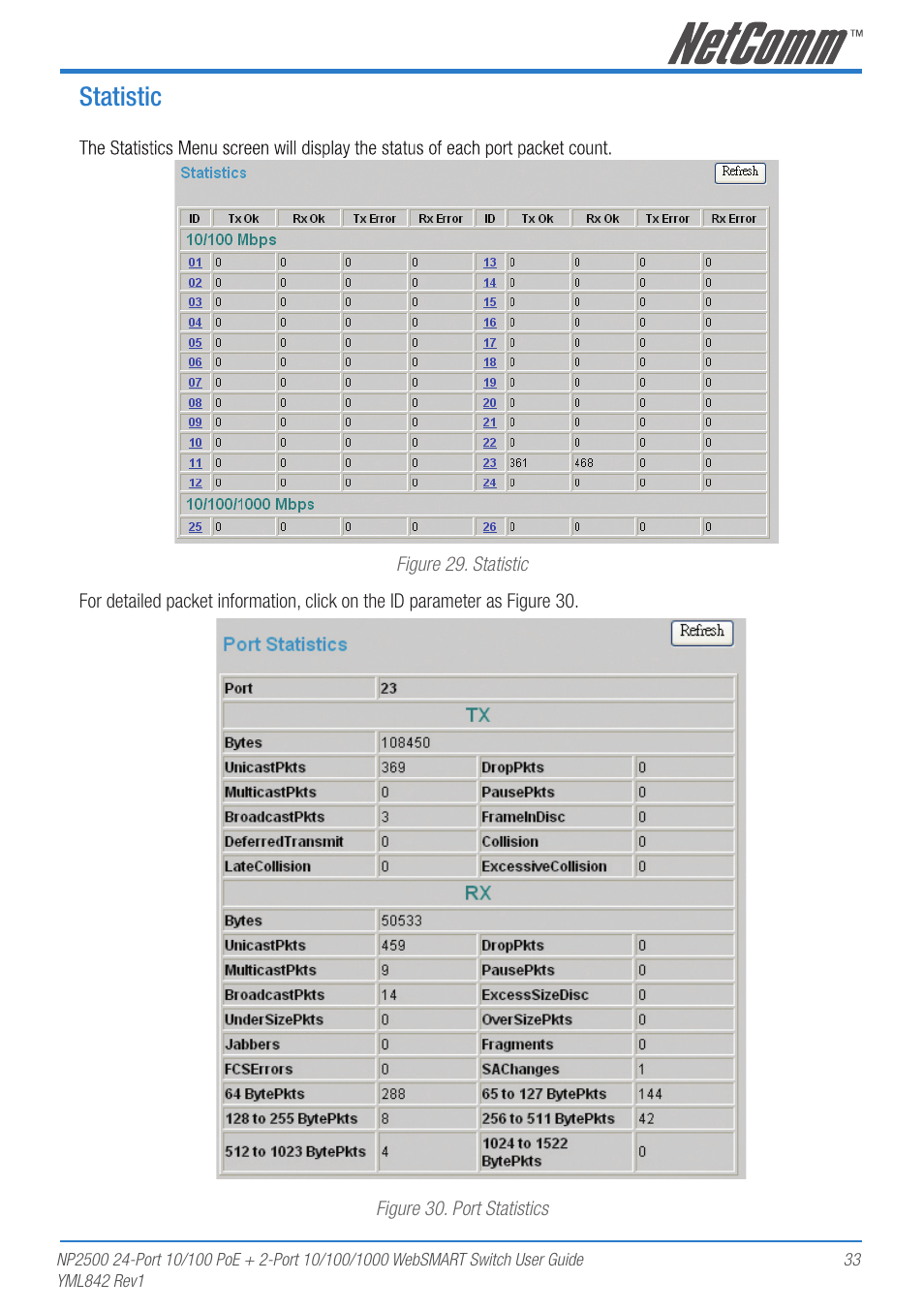 Statistic | NetComm NP2500 User Manual | Page 33 / 46