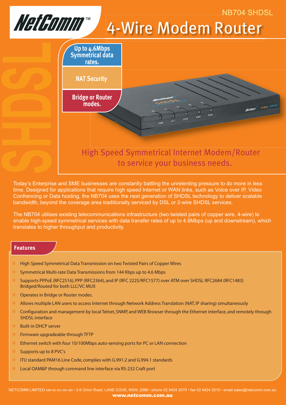 NetComm NB704 User Manual | 2 pages
