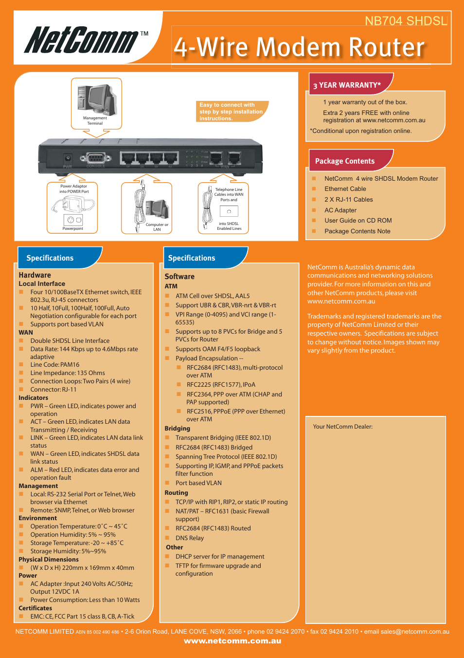 Wire modem router | NetComm NB704 User Manual | Page 2 / 2