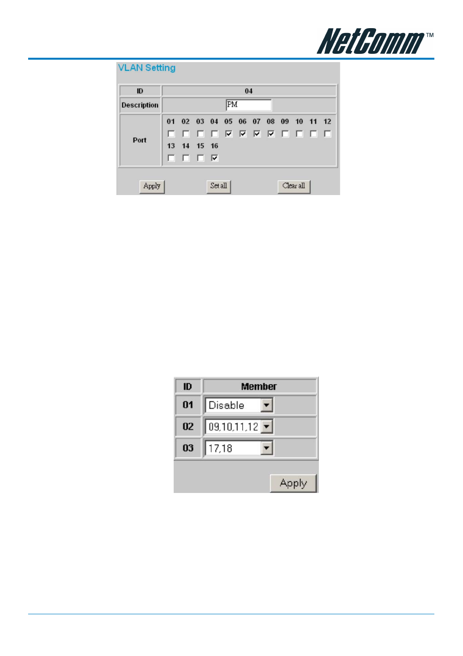 Trunk setting, Trunk setting mirror setting | NetComm NP3024 User Manual | Page 27 / 44