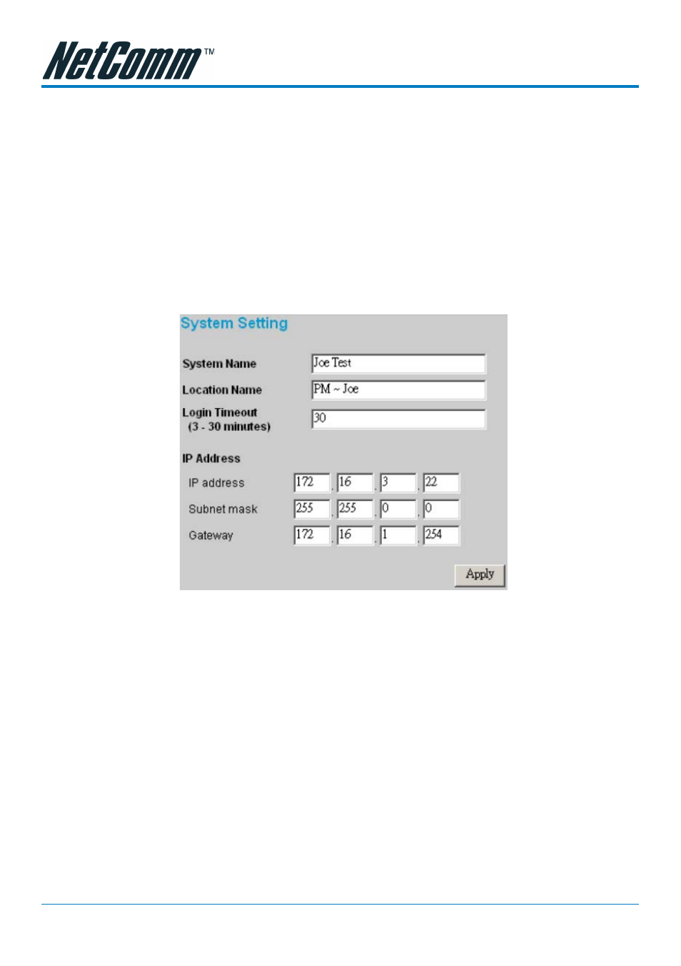 System setting, Trap setting | NetComm NP3024 User Manual | Page 30 / 44