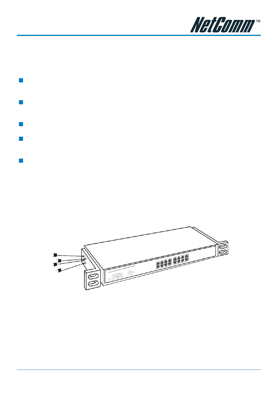 Chapter 2: installation, Rack mounting | NetComm NP3024 User Manual | Page 9 / 44