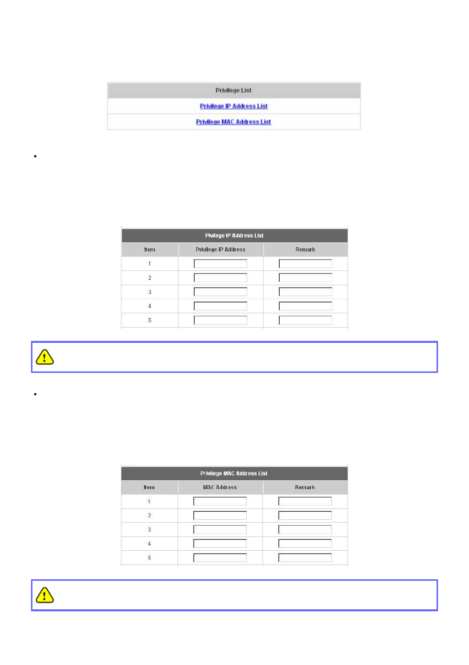 Privilege list | NetComm HS1100 User Manual | Page 110 / 212