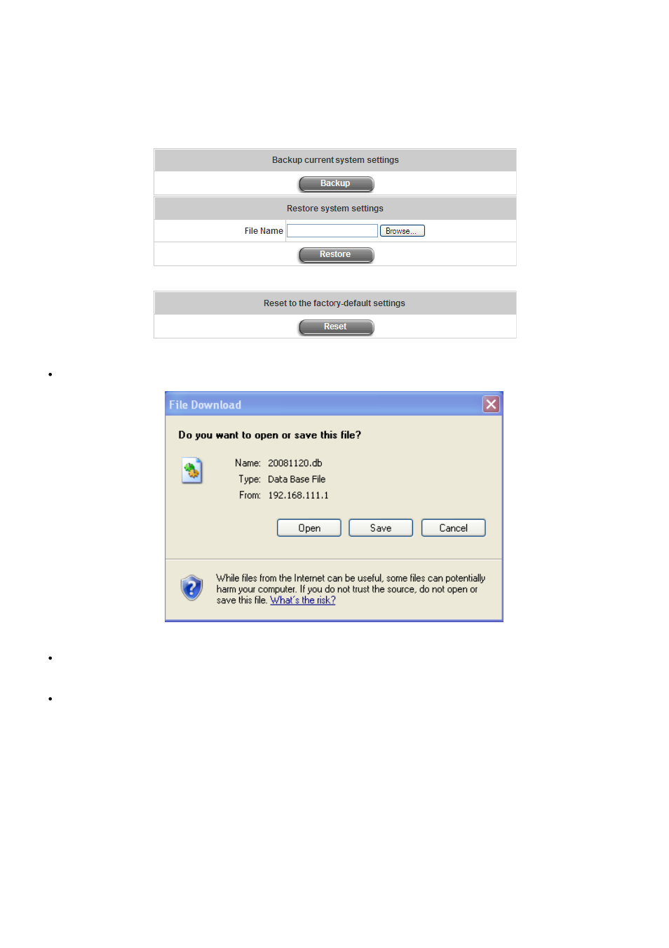 Backup/restore settings | NetComm HS1100 User Manual | Page 121 / 212