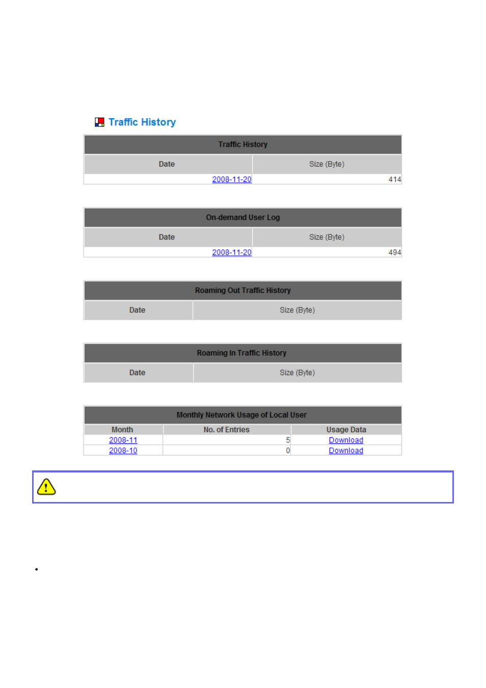 Traffic history | NetComm HS1100 User Manual | Page 130 / 212