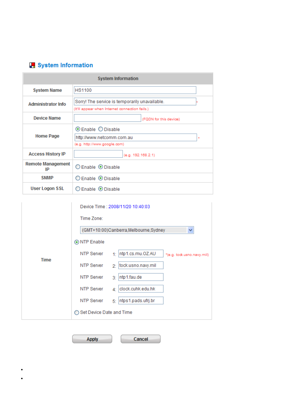 System information | NetComm HS1100 User Manual | Page 22 / 212