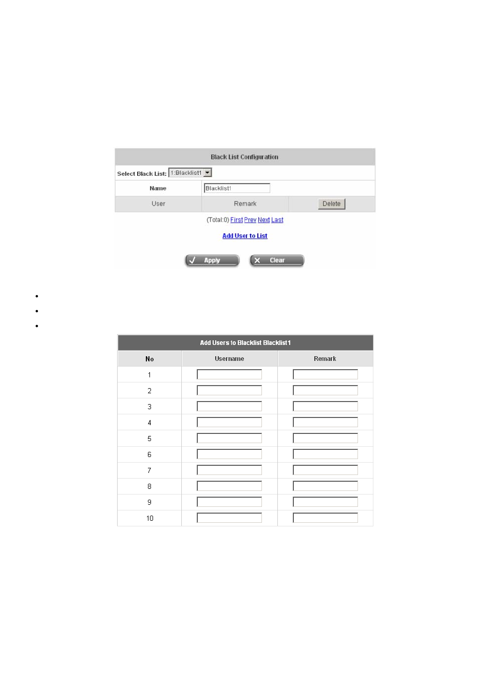 Black list configuration | NetComm HS1100 User Manual | Page 79 / 212