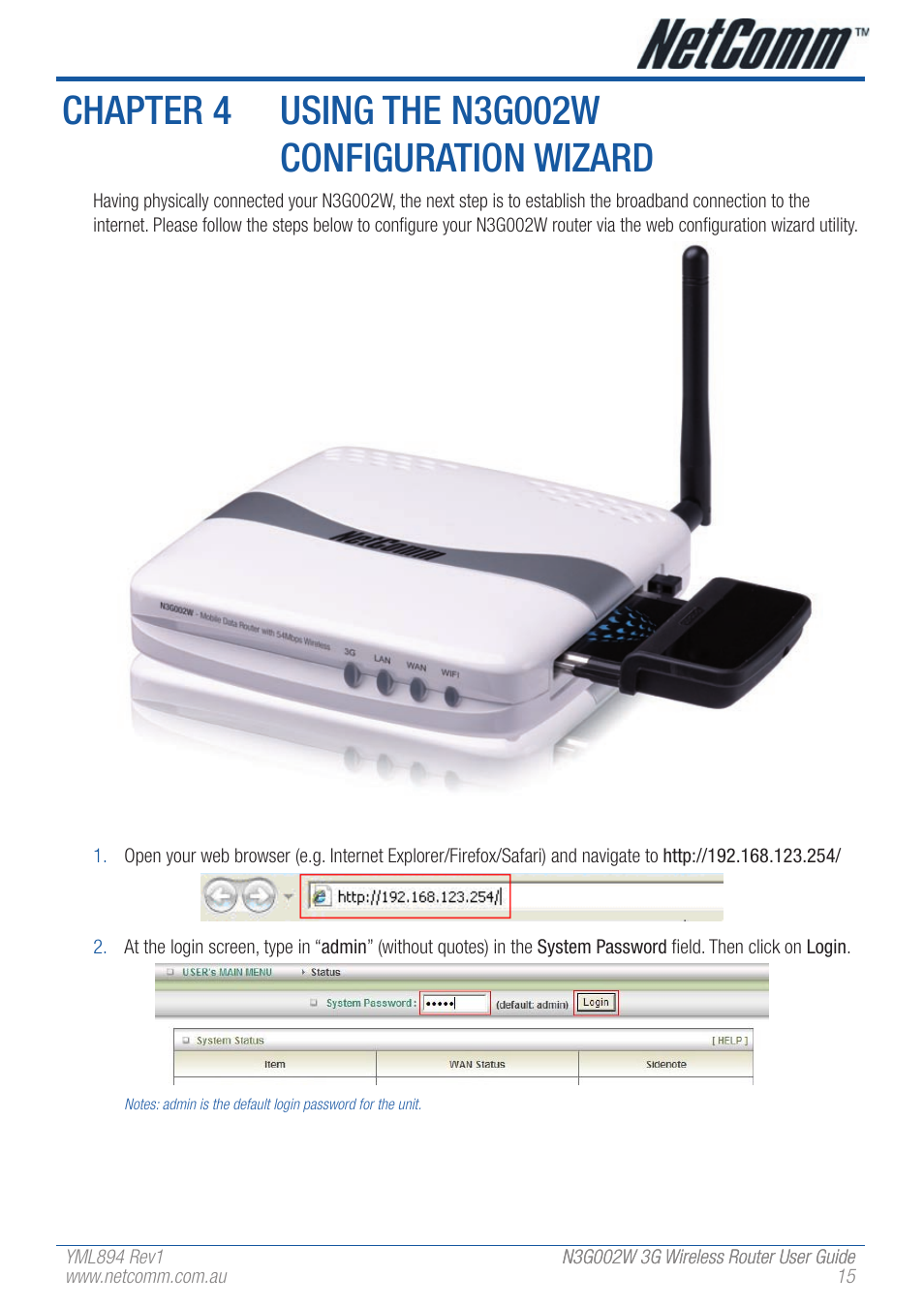 NetComm N3G002W User Manual | Page 15 / 72