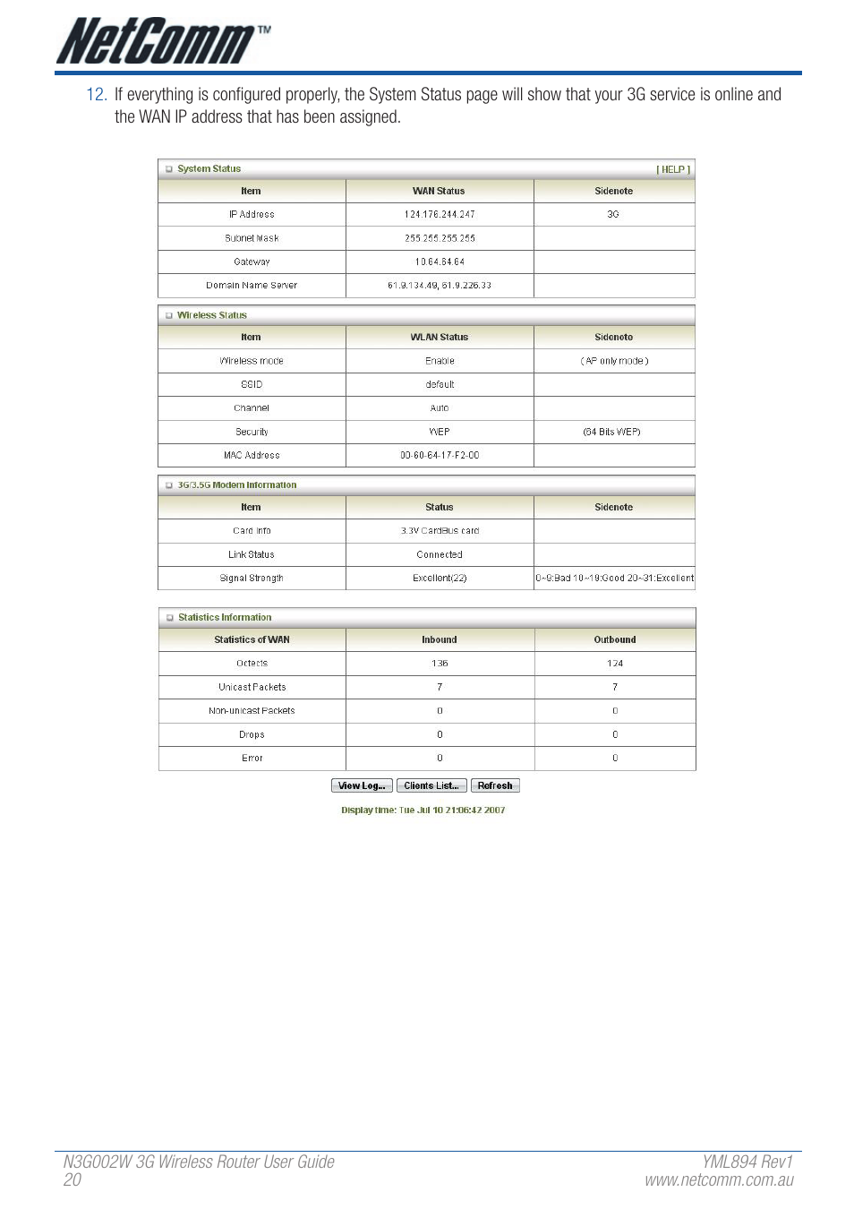 NetComm N3G002W User Manual | Page 20 / 72