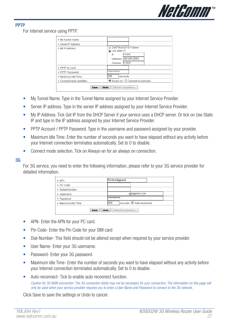NetComm N3G002W User Manual | Page 27 / 72