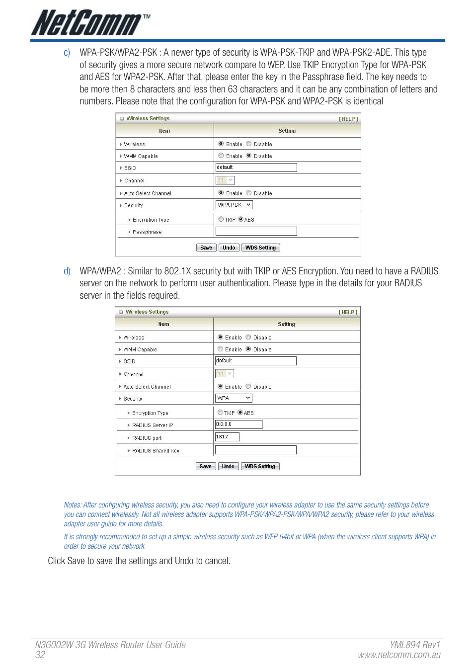 NetComm N3G002W User Manual | Page 32 / 72