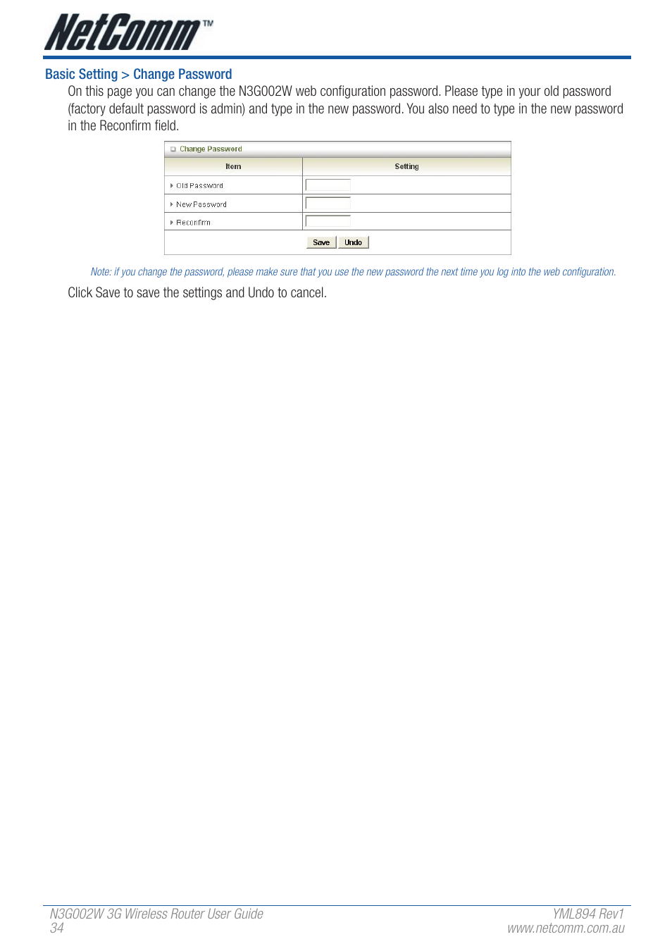 NetComm N3G002W User Manual | Page 34 / 72