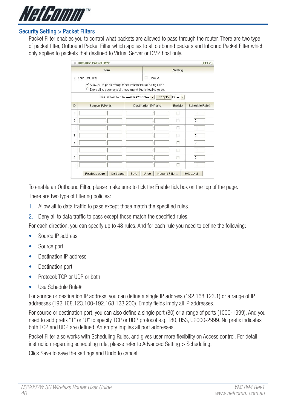 NetComm N3G002W User Manual | Page 40 / 72