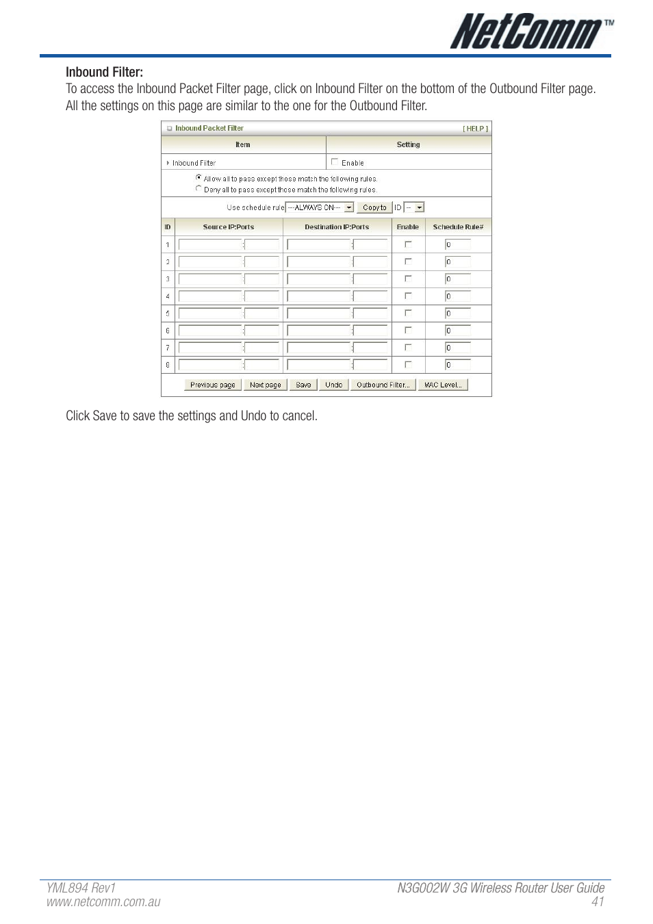 NetComm N3G002W User Manual | Page 41 / 72