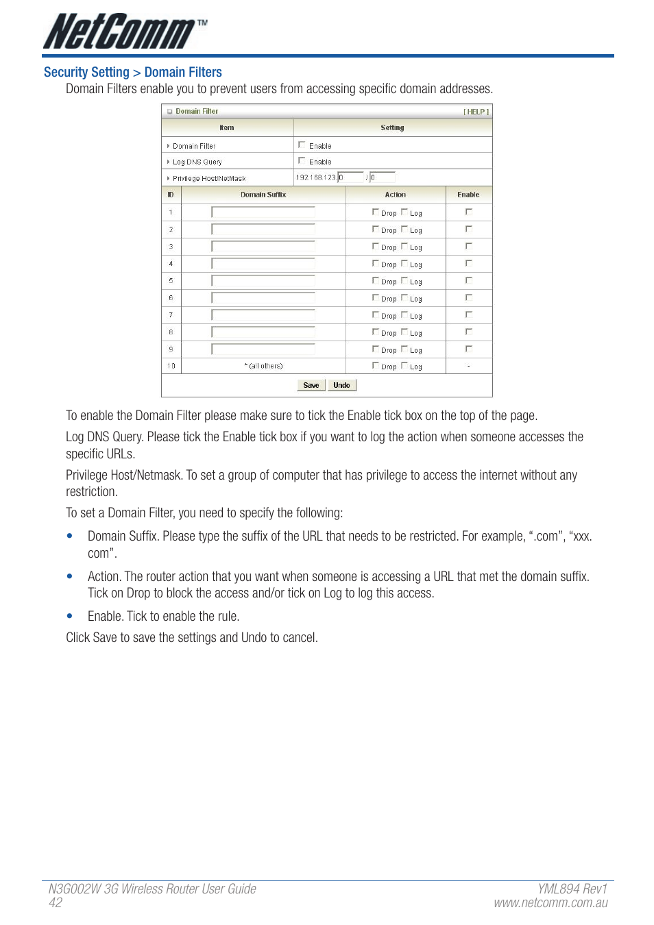 NetComm N3G002W User Manual | Page 42 / 72