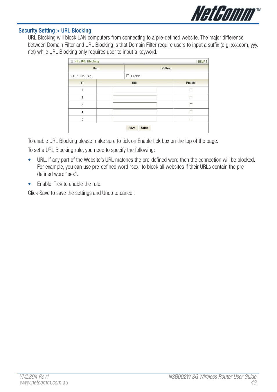 NetComm N3G002W User Manual | Page 43 / 72