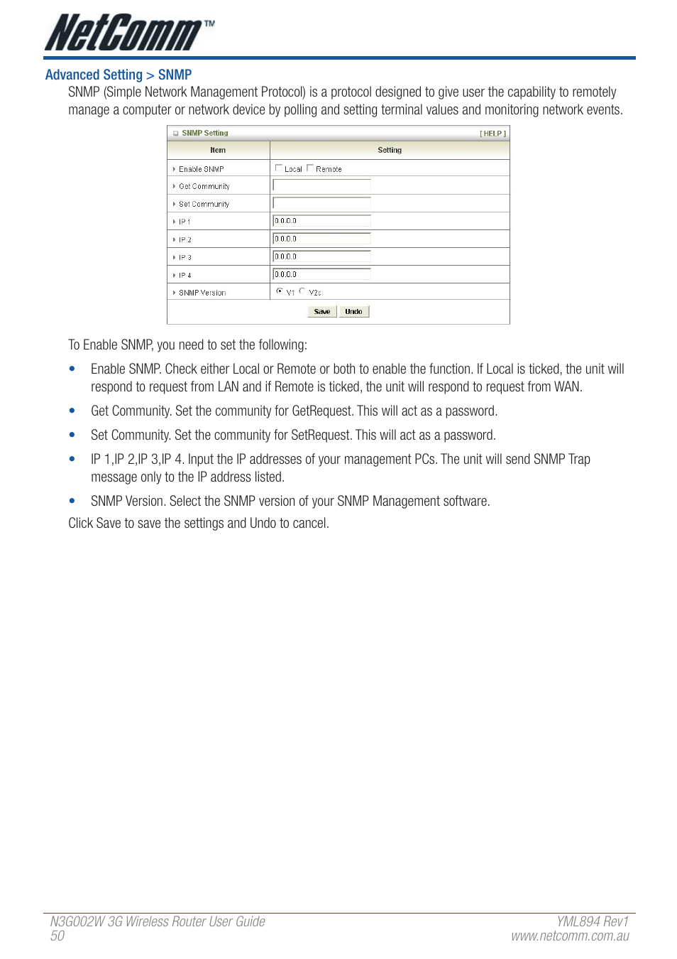 NetComm N3G002W User Manual | Page 50 / 72