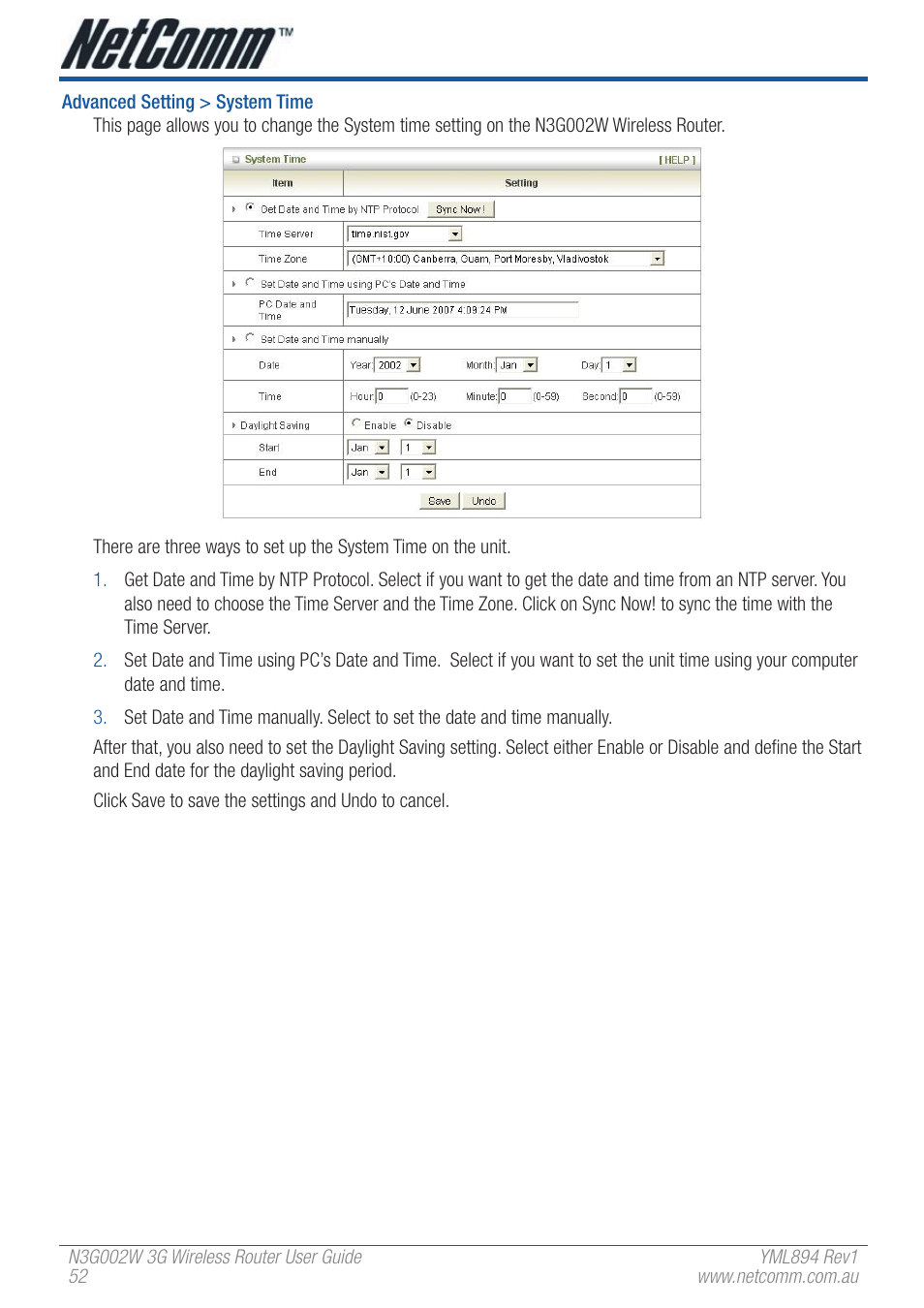 NetComm N3G002W User Manual | Page 52 / 72