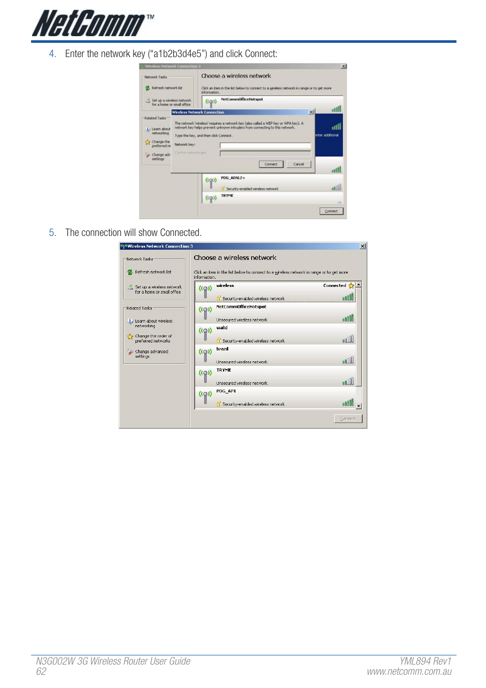 NetComm N3G002W User Manual | Page 62 / 72