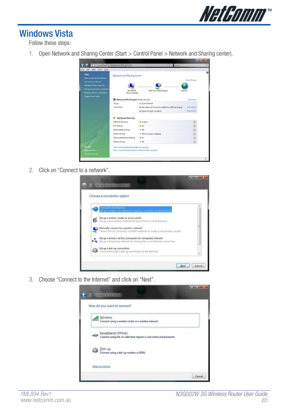 Windows vista | NetComm N3G002W User Manual | Page 65 / 72