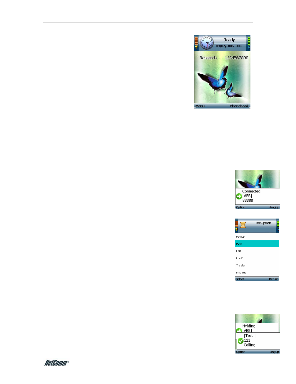 Using the v24w phone, Line option | NetComm V24W User Manual | Page 16 / 46