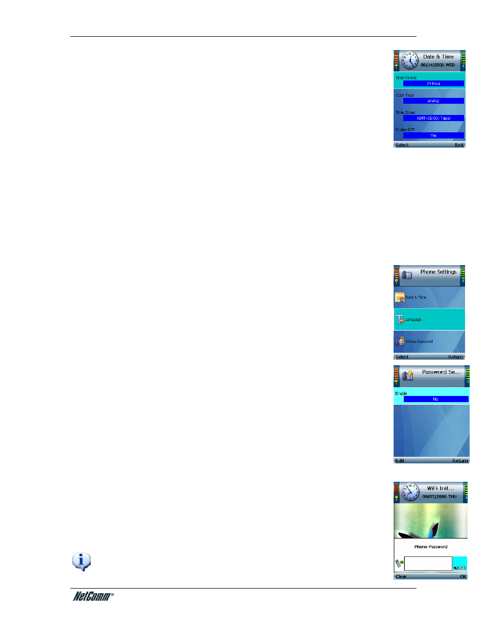 Language, Phone password | NetComm V24W User Manual | Page 28 / 46