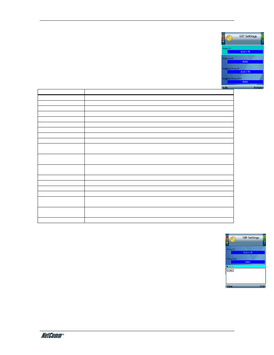 Sip settings | NetComm V24W User Manual | Page 30 / 46