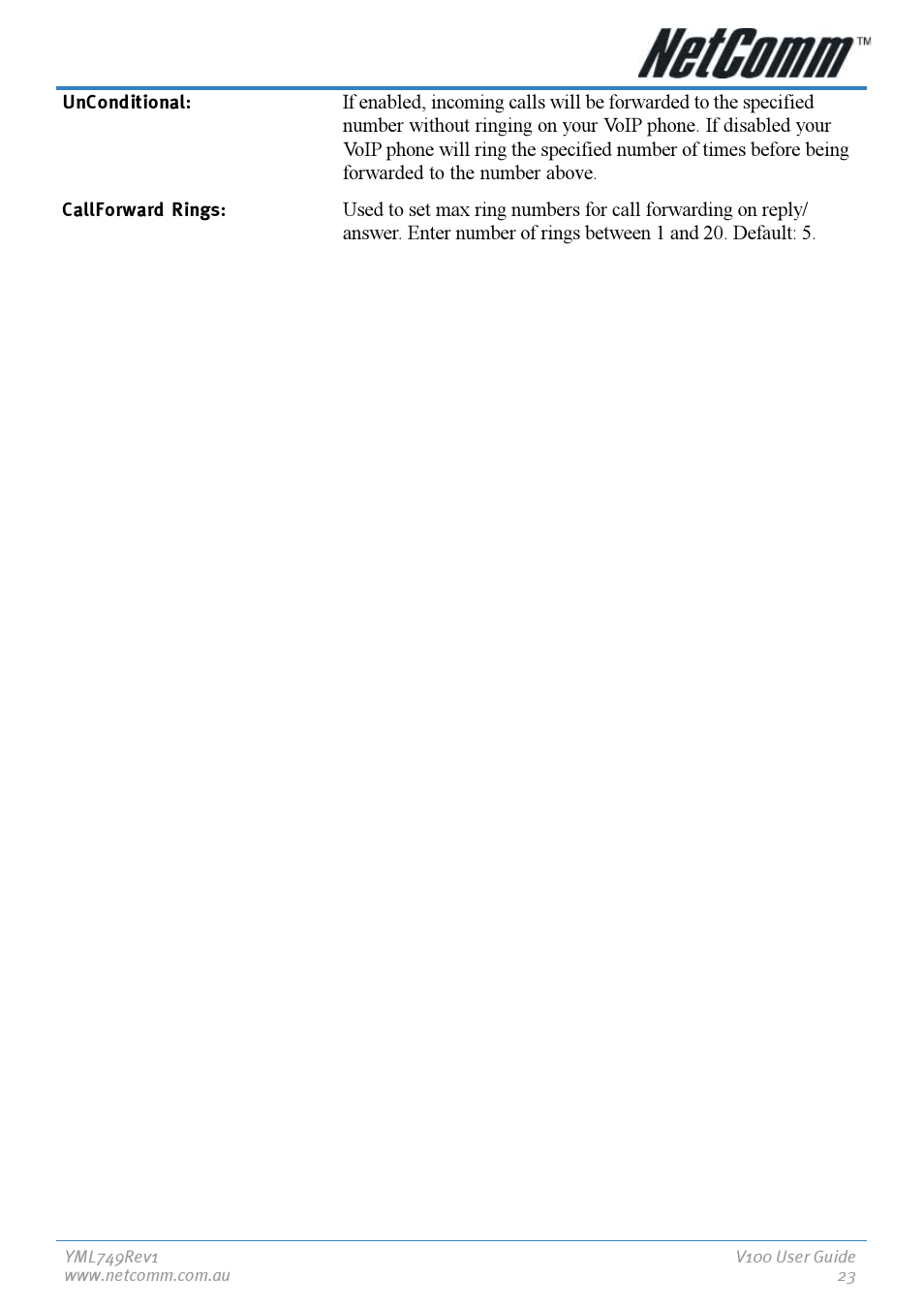 NetComm V100 User Manual | Page 23 / 40