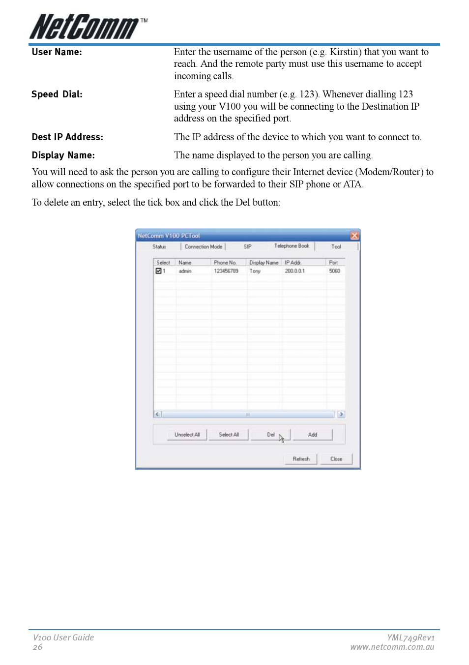 NetComm V100 User Manual | Page 26 / 40