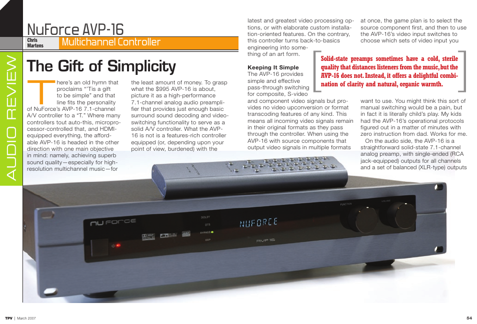 NuForce AVP-16 User Manual | 2 pages
