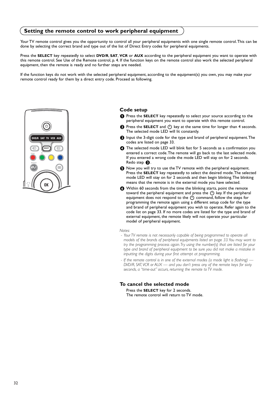 Code setup | New Transducers 37PF9830/10 User Manual | Page 32 / 42